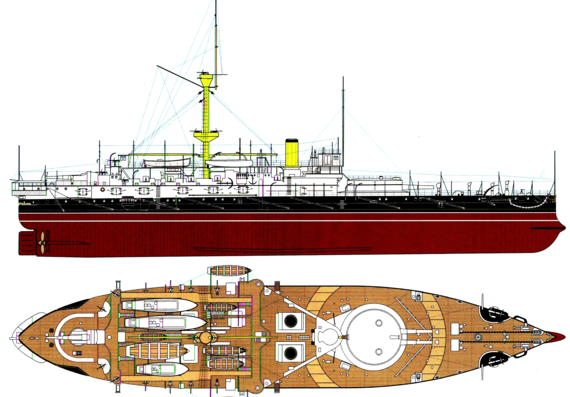 Боевой корабль HMS Victoria 1890 [Battleship] - чертежи, габариты, рисунки